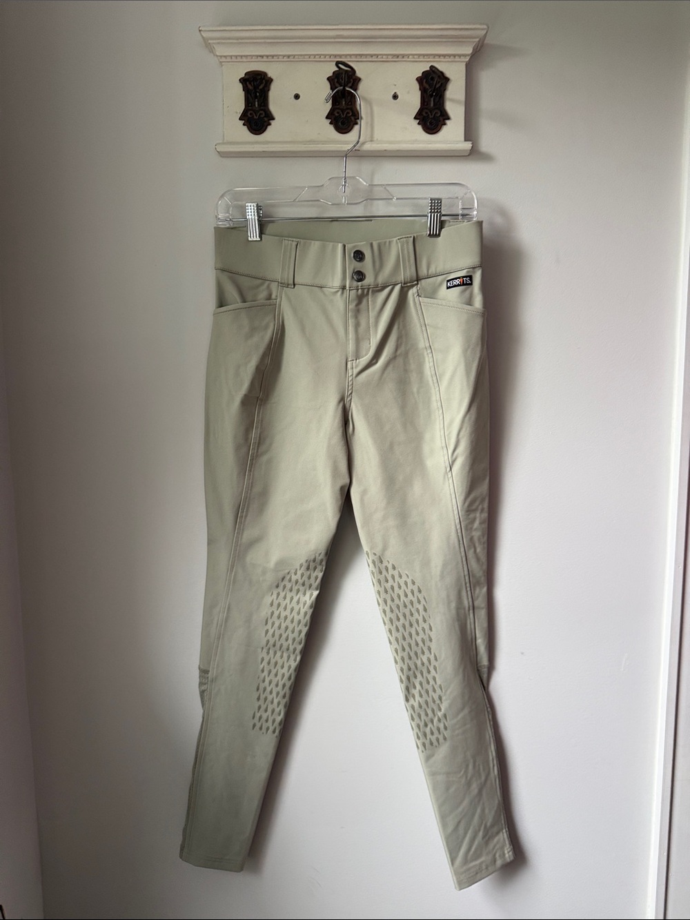 Kerrits Women’s Stretch Riding Affinity Breeches in Tan Mid Rise Equestrian